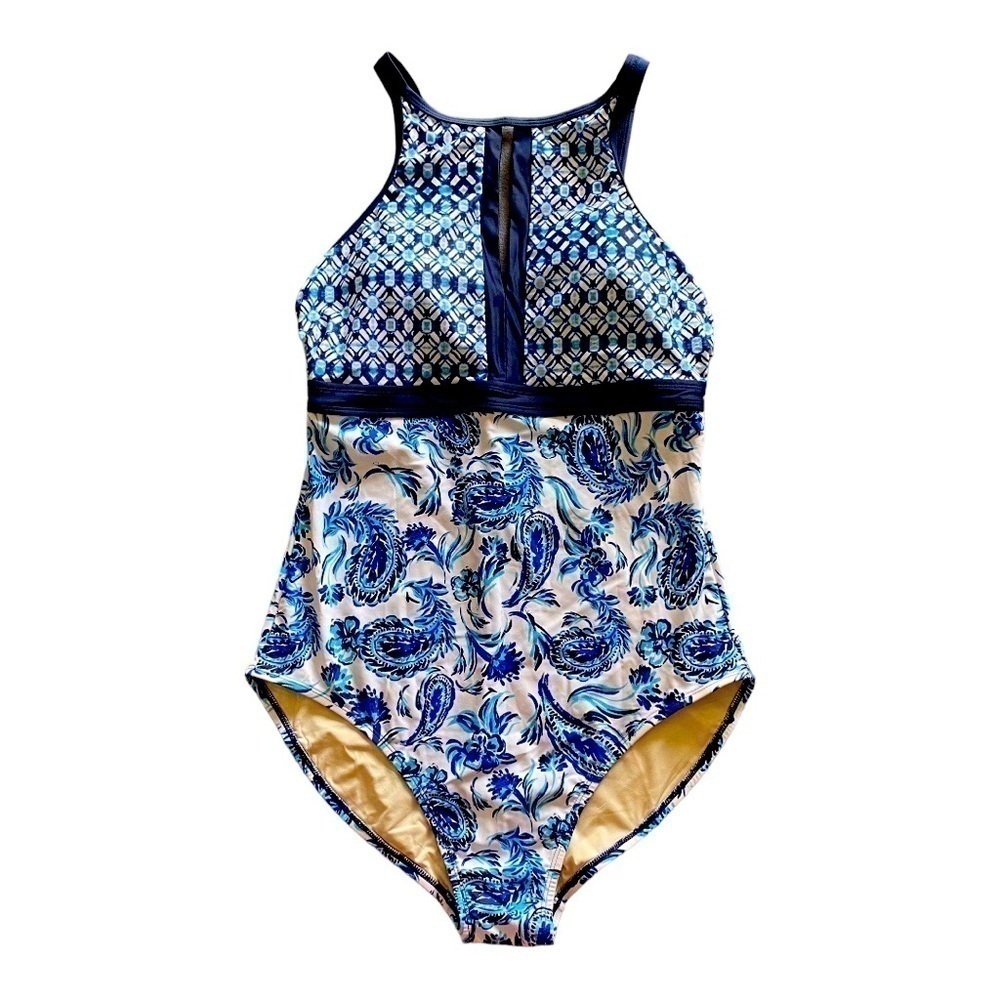 NWT-COASTAL BLUE-STUNNING ONE PIECE SWIMSUIT-SIZE XL